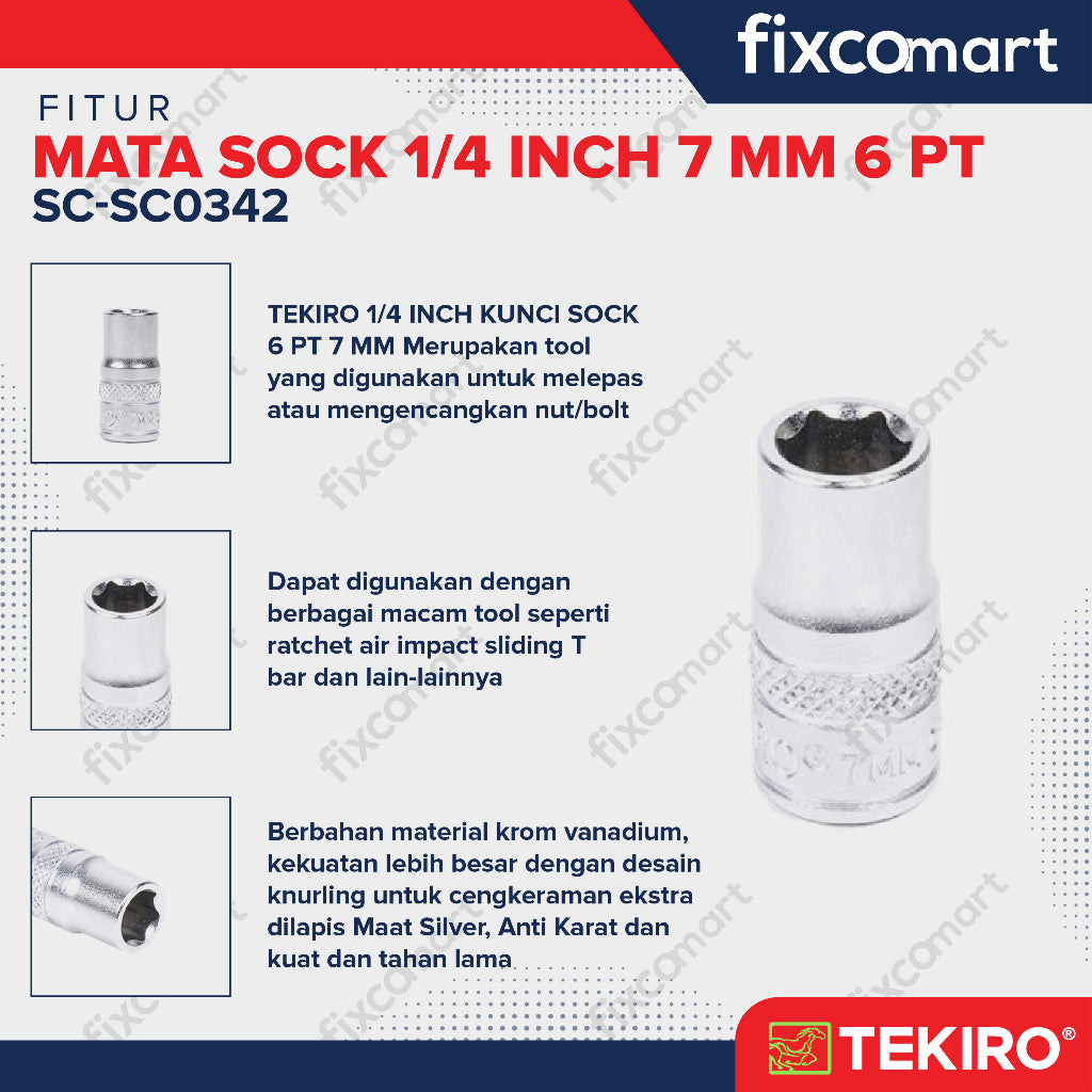 Tekiro Socket 1/4" 7 mm / Mata Socket 1/4 Inch