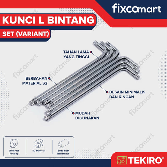 TEKIRO SET KUNCI L BINTANG PANJANG 6 PCS