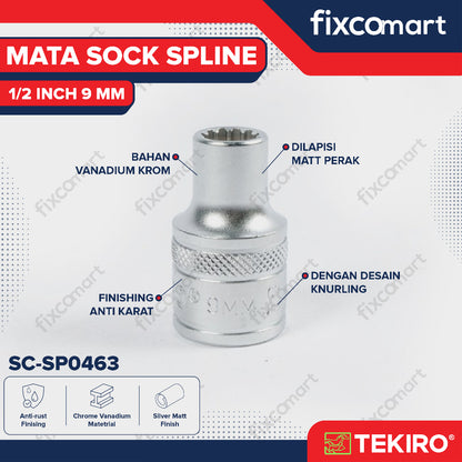 Tekiro Mata Sock Spline 1/2 Inch 9 mm / Tekiro Spline Socket