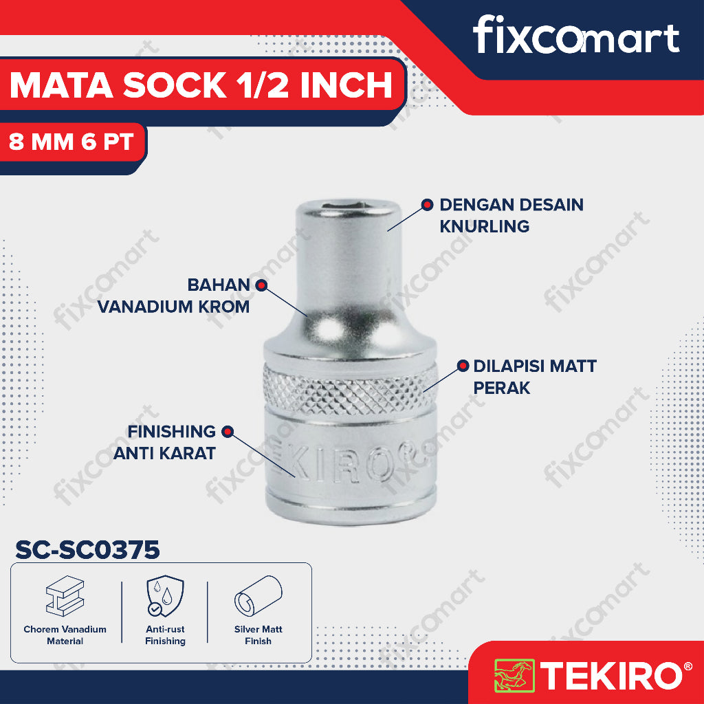 Tekiro Mata Sock 1/2 Inch 8 mm 6PT