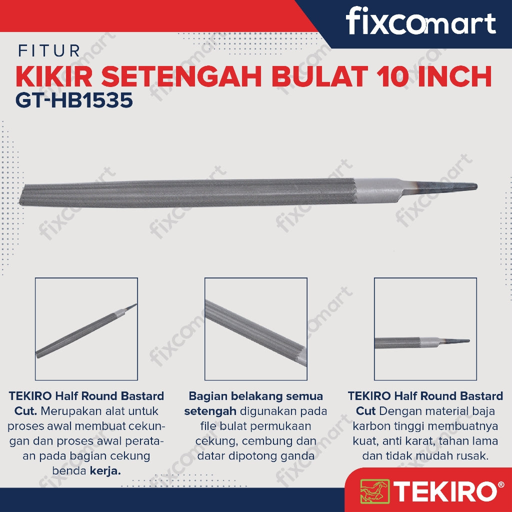Tekiro Kikir Setengah Bulat Kasar 10 Inch / Kikir Kasar