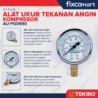 Tekiro Pressure Gauge / Tekiro Ukuran Tekanan Angin Ban 25 Bar