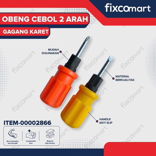 Boss Obeng Cebol Dua Arah Gagang Karet Bolak Balik