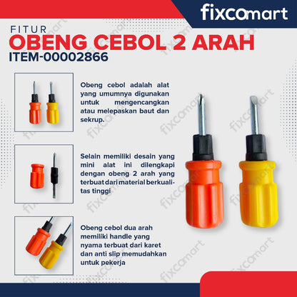 Boss Obeng Cebol Dua Arah Gagang Karet Bolak Balik