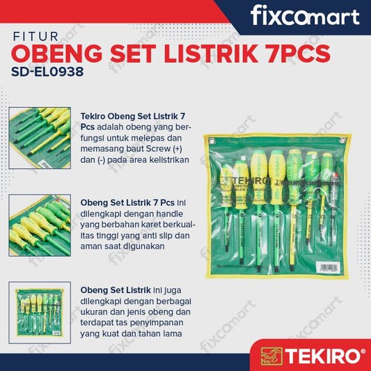Tekiro Obeng Listrik Set 7 Pcs / Tekiro Obeng Set