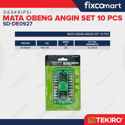 TEKIRO Mata Obeng Angin Set Ph2 X 65 Mm 10 Pcs