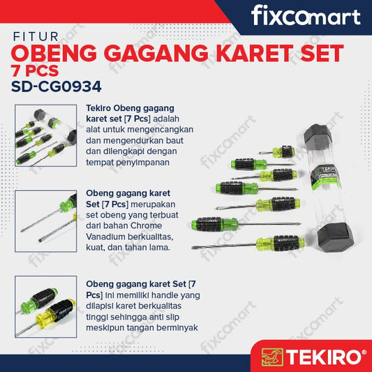 Tekiro Obeng Set Gagang Karet 7 Pcs / Cushion Grip