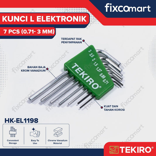 Tekiro Kunci L Set Elektronik 7 Pcs (0.71-3 Mm) / Hex Key Electro