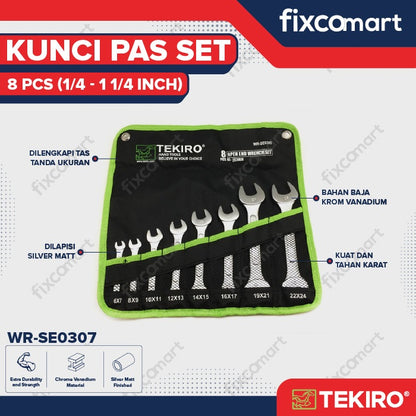 Tekiro Kunci Pas Set 8 Pcs (1/4" - 1 1/4") / Tekiro Kunci Pas Inch