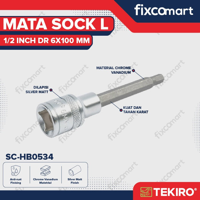 Tekiro Hex Bit Socket 1/2 inch 6 x 100 mm / Mata Sock L