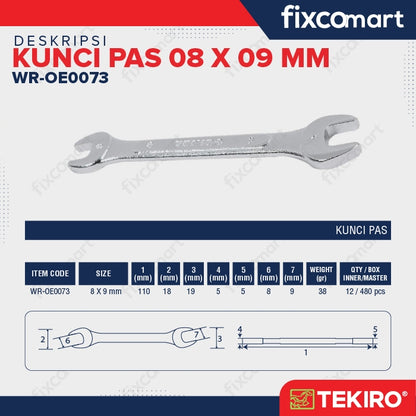 Tekiro Kunci Pas - 8X9 MM