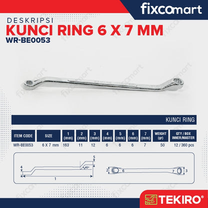 Tekiro Box End Wrench / Tekiro Kunci Ring 6 X 7 MM
