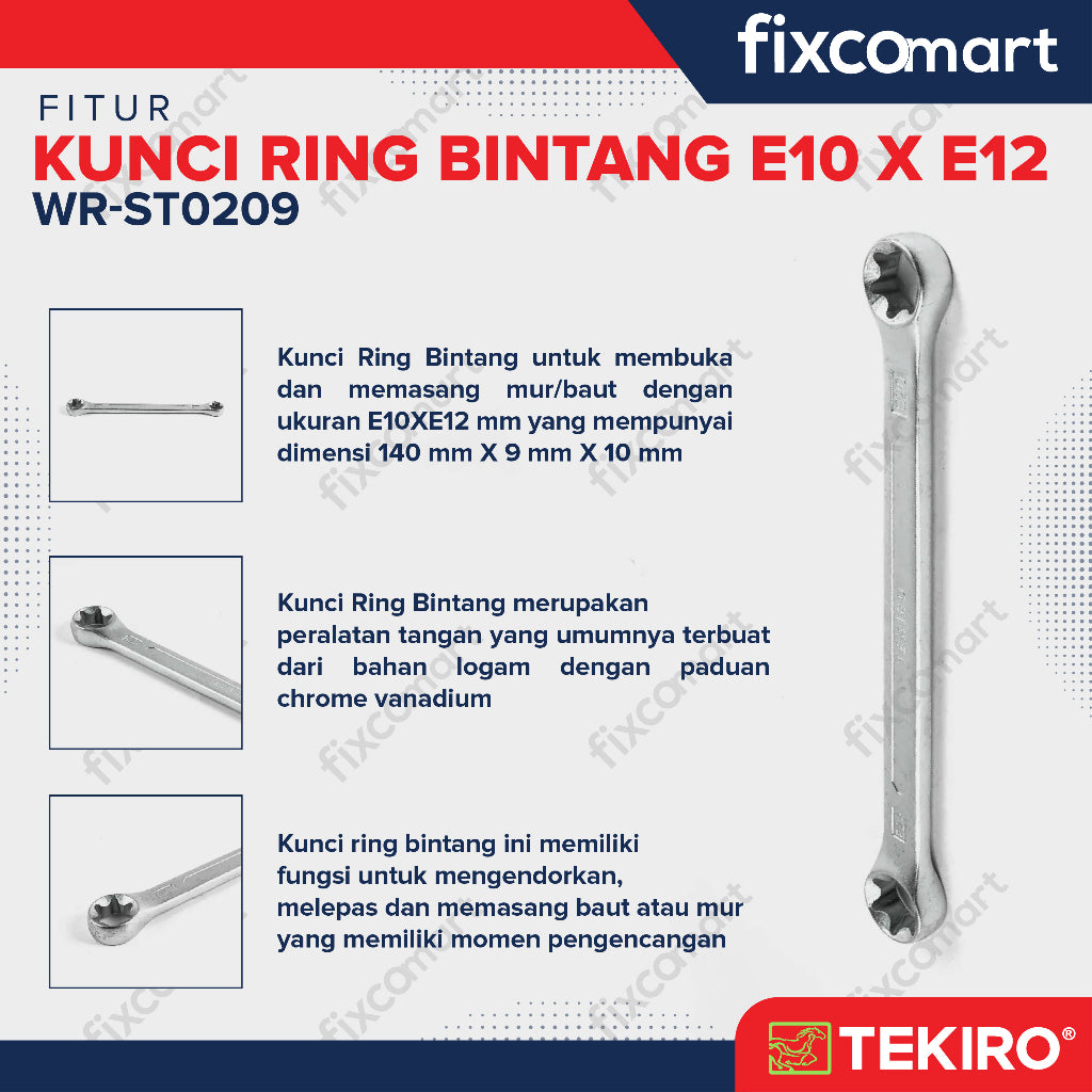 Tekiro Kunci Ring Bintang E10XE12 / Star Wrench E10XE12