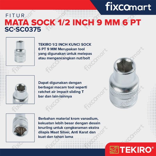 Tekiro Mata Sock 1/2 Inch 9 mm 6PT
