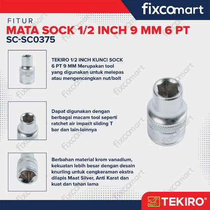 Tekiro Mata Sock 1/2 Inch 9 mm 6PT