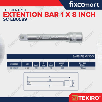 Tekiro Extention Bar 1 X 8 Inch / Tekiro Sambungan Sock