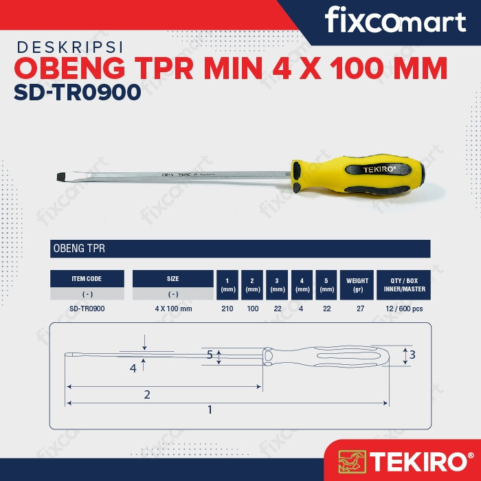 TEKIRO Obeng TPR (-) 4 X 100 mm