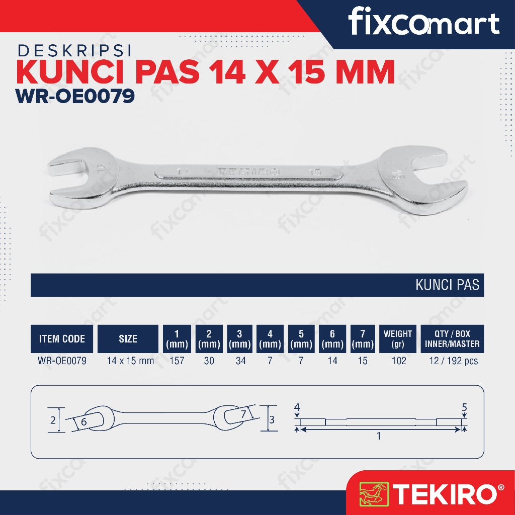 Tekiro Kunci Pas 17 X 19 mm - 14X15 MM