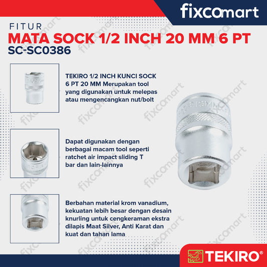 Tekiro Mata Sock 1/2 Inch 20 mm 6PT