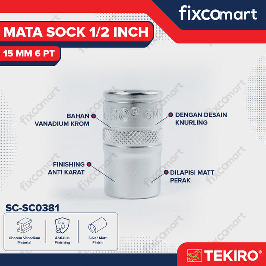 Tekiro Mata Sock 1/2 Inch 15 mm 6PT
