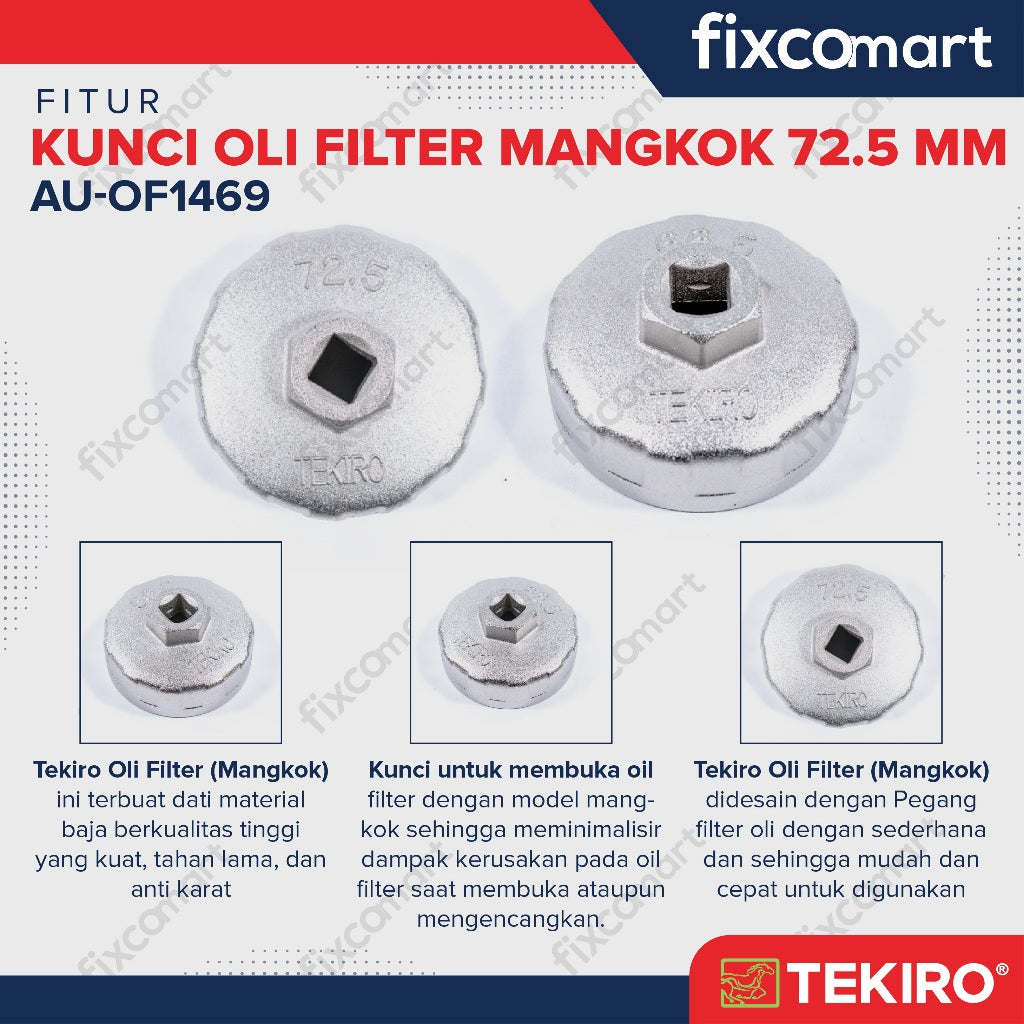 Tekiro Kunci Oil Filter Mangkok 72.5 mm (Innova)
