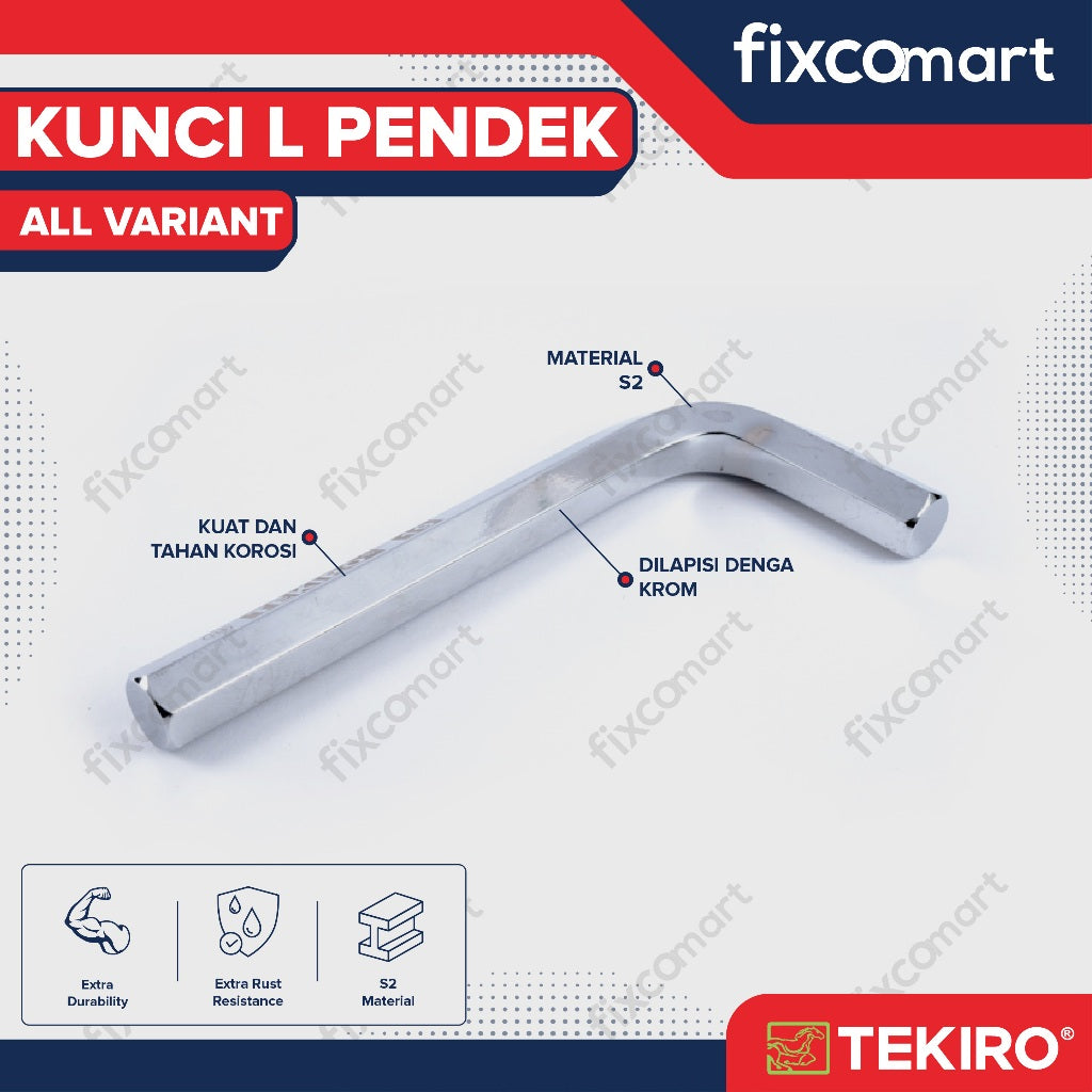 Tekiro Hex Key Short / Kunci L Pendek MM - 10 - 19 - Satuan