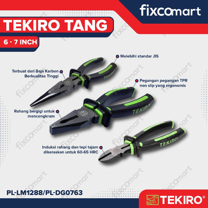 TEKIRO TANG KOMBINASI / LANCIP / POTONG LINESMAN / LONG NOSE /  DIAGONAL PLIERS 6 - 7 INCH