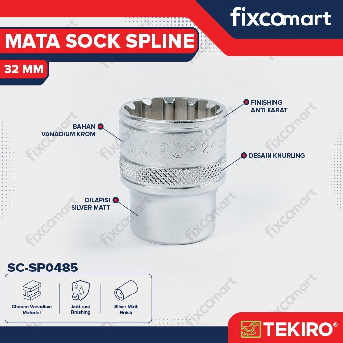 Tekiro Mata Sock Spline 1/2 Inch 32 mm / Tekiro Spline Socket
