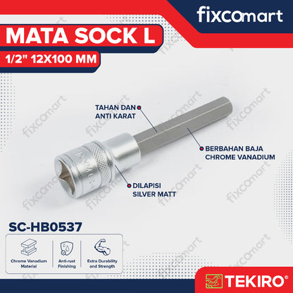 Tekiro Mata Sock L 1/2" 12X100 mm / Hex Bit Socket