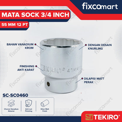 Tekiro Socket 3/4 inch 55 mm 12 PT / Mata Sock 3/4 Inch