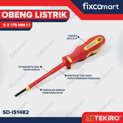 Tekiro Obeng Listrik (-) 8 X 175 mm / Tekiro Obeng Min / Obeng Plat