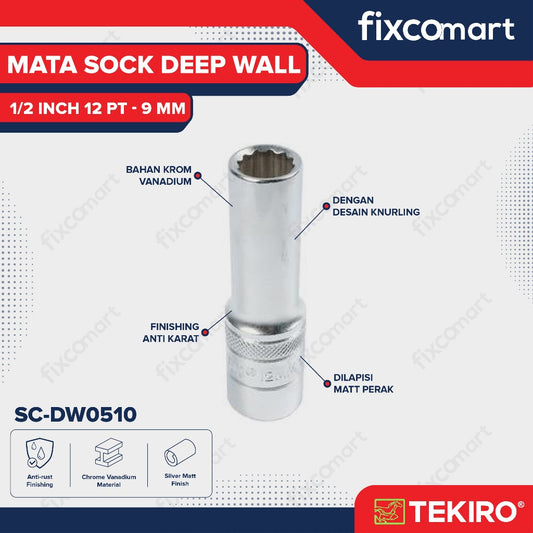 Tekiro Mata Sock Deep Wall 1/2 Inch 12PT 9 mm