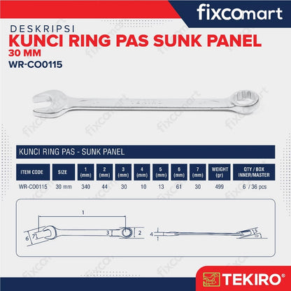 Tekiro Kunci Ring Pas Sunk Panel 30 mm - Combination Wrench