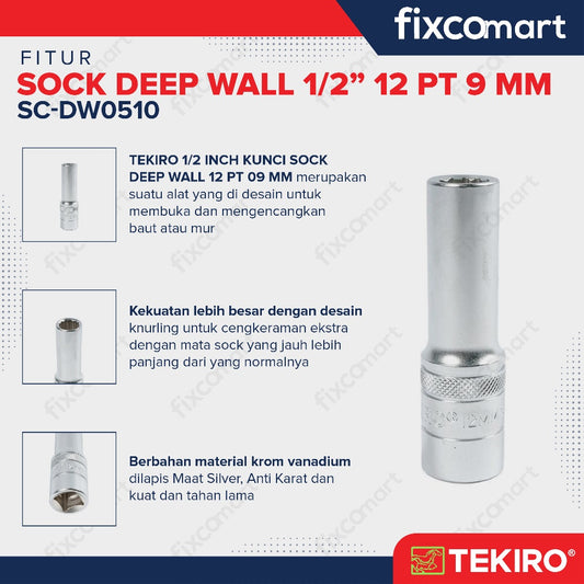 Tekiro Mata Sock Deep Wall 1/2 Inch 12PT 9 mm