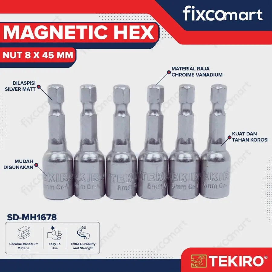 Tekiro Magnetic Hex Nut 8 X 45 mm / Kunci Baut Roofing FIXCOMART