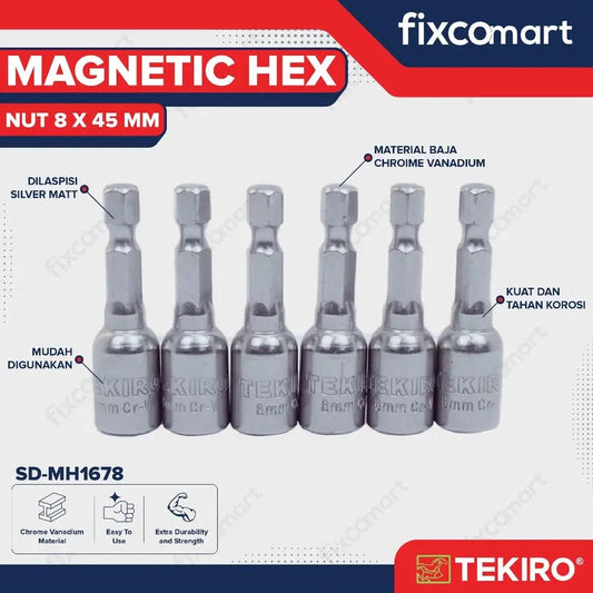 Tekiro Magnetic Hex Nut 8 X 45 mm / Kunci Baut Roofing FIXCOMART