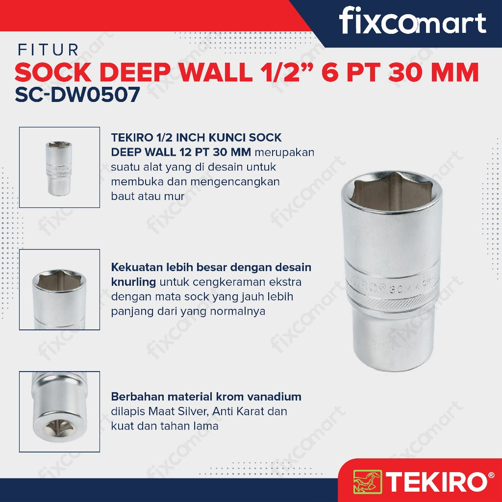 Tekiro Mata Sock Deep Wall 1/2 Inch 30 Mm 6Pt