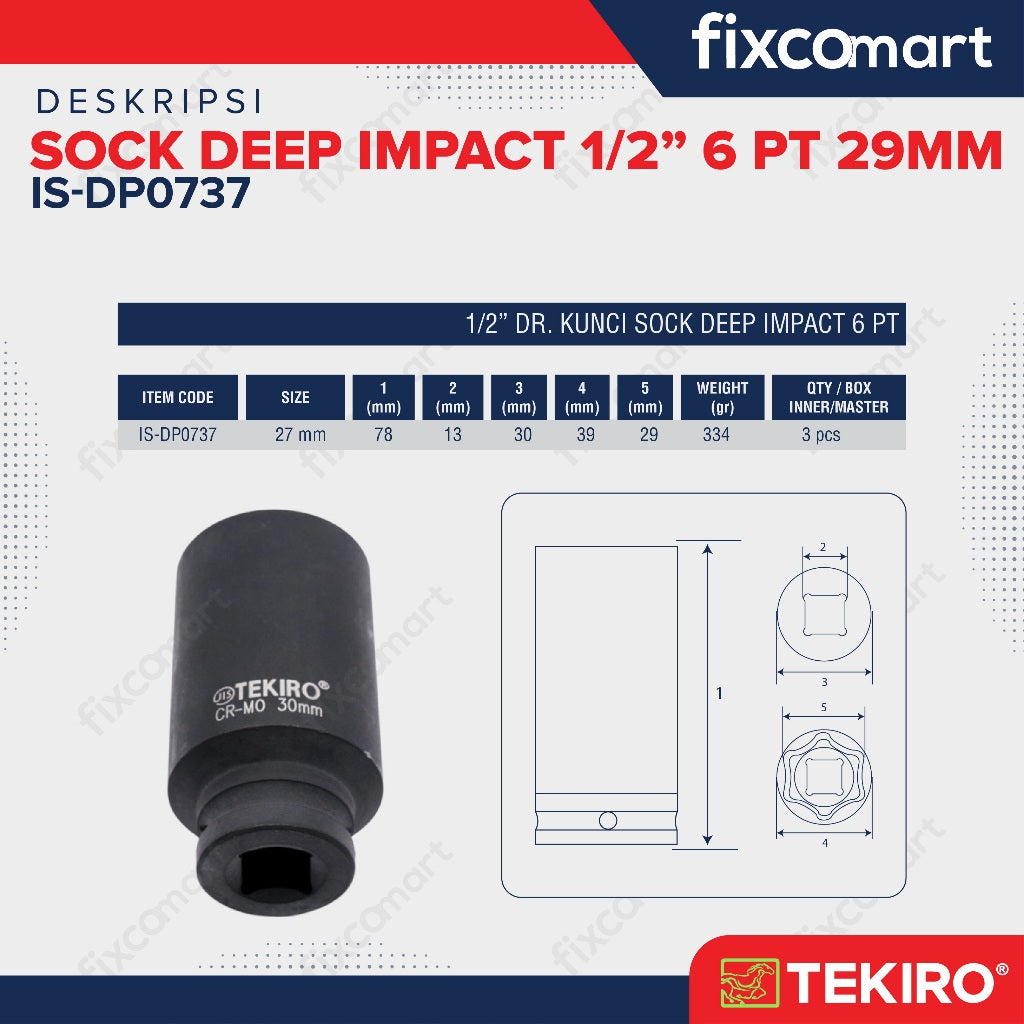 Tekiro Deep Impact / Mata Sock Socket 1/2 inch 6 PT - 29 mm
