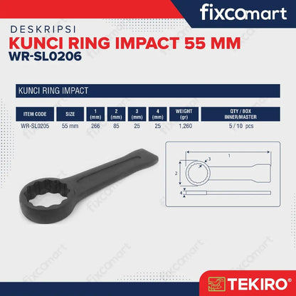 Tekiro Kunci Ring Ketok Pukul 55 mm / Tekiro Slogging Wrench 55 mm FIXCOMART