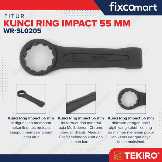 Tekiro Kunci Ring Ketok Pukul 55 mm / Tekiro Slogging Wrench 55 mm FIXCOMART