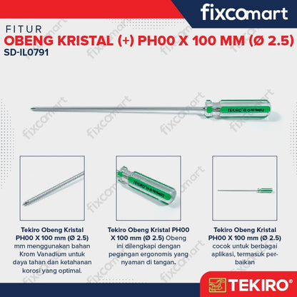 Tekiro Obeng In Line / Kristal (+) PH00 - PH0 (2.5 - 4 mm)