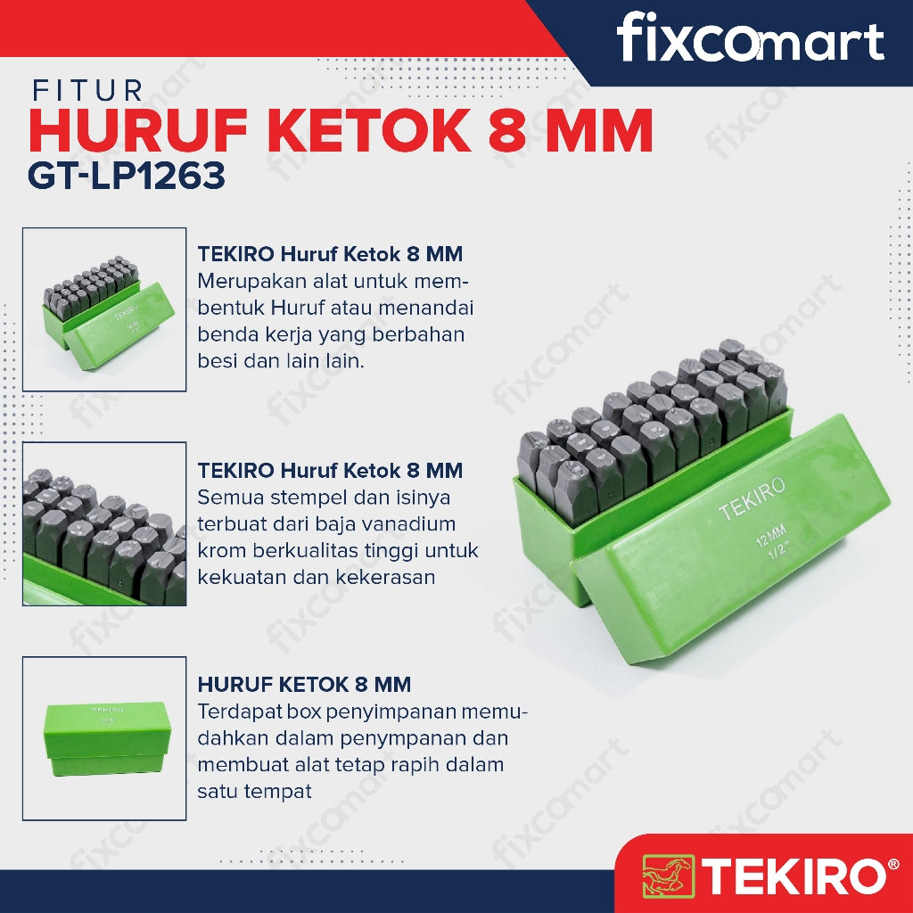 Tekiro Huruf Ketok 8 Mm / Tekiro Punch Letter