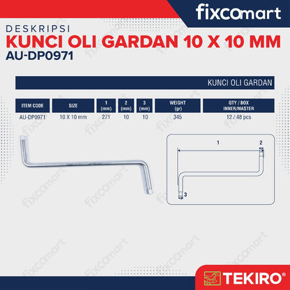 Tekiro Kunci Oli Ganda 10 X 10 mm / Tekiro Drain Plug Wrench