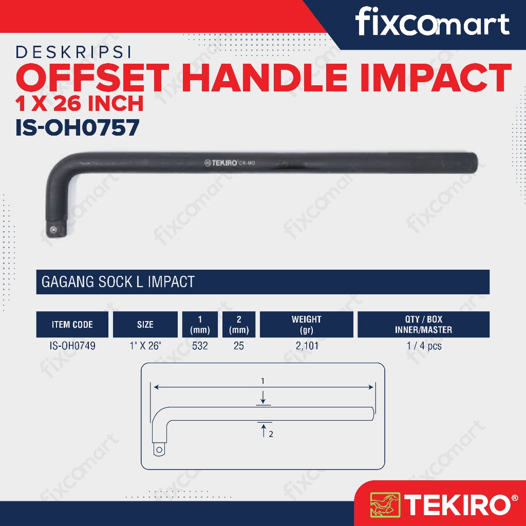 Tekiro Offset Handle Impact 1 X 26 Inch / Tekiro Gagang Sock L Impact