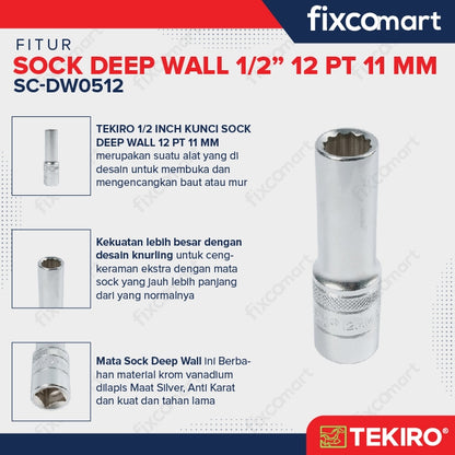 Tekiro Mata Sock Deep Wall 1/2 Inch 12PT 11 mm