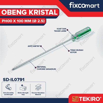 Tekiro Obeng In Line / Kristal (+) PH00 - PH0 (2.5 - 4 mm)