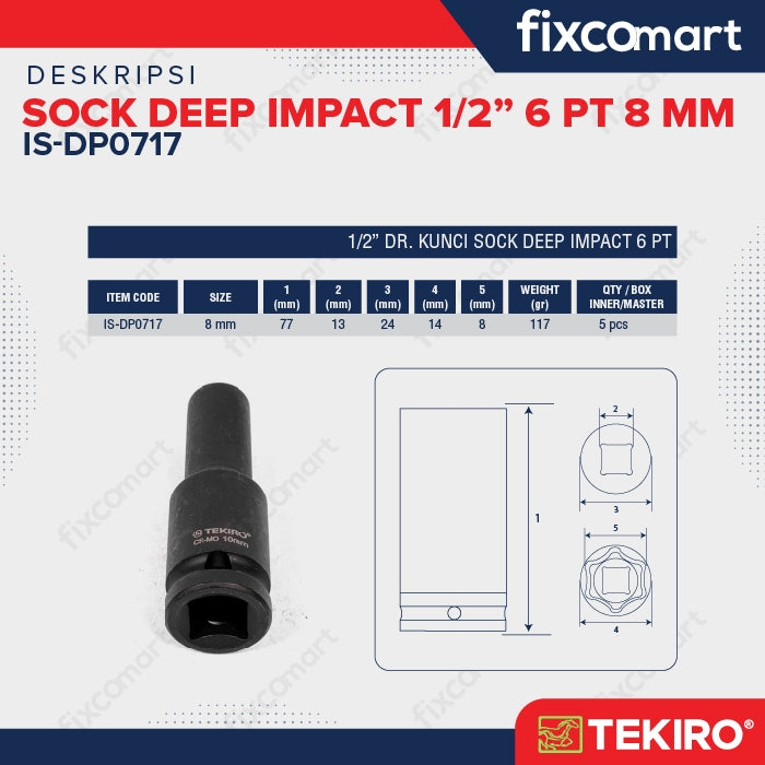 Tekiro Mata Sock Deep Impact 1/2 Inch 8 Mm 6Pt