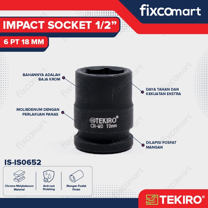 Tekiro Mata Sock Impact 1/2 Inch 18 Mm 6 Pt / Tekiro Socket Impact
