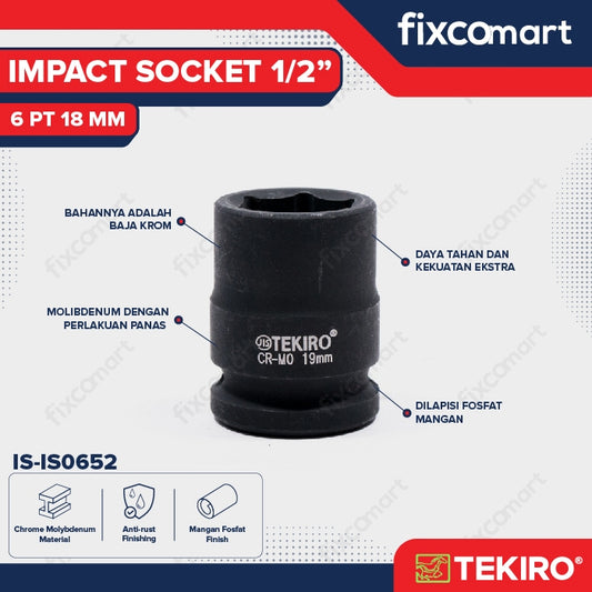 Tekiro Mata Sock Impact 1/2 Inch 18 Mm 6 Pt / Tekiro Socket Impact