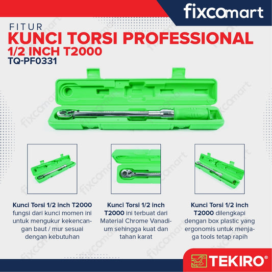 Tekiro Kunci Torsi Profesional 1/2 Inch 50-225 N.M (T2000) / Tekiro Kunci Momen / Kunci Torque
